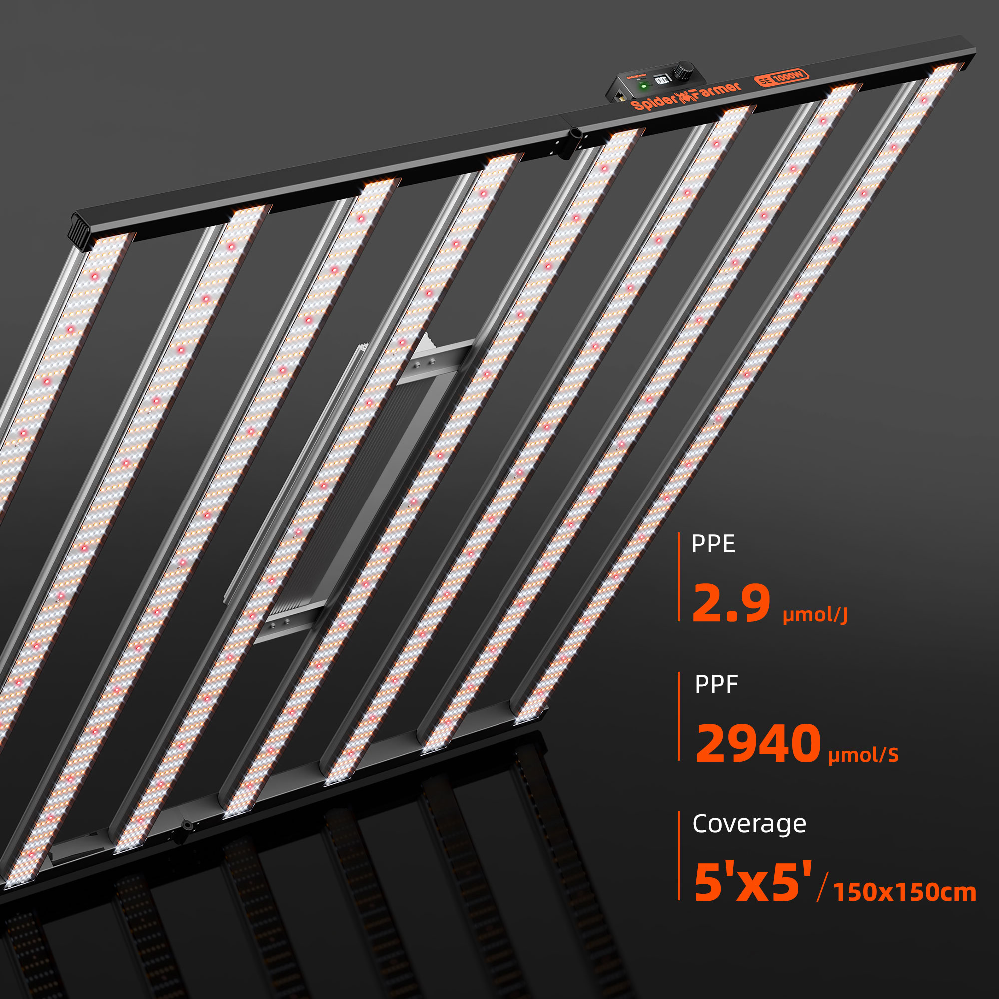 LED Spider Farmer® SE1000W Samsung LM301H EVO con Bluetooth y WiFi, control inteligente por aplicación, regulable, para cultivo vertical comercial - Imagen 2